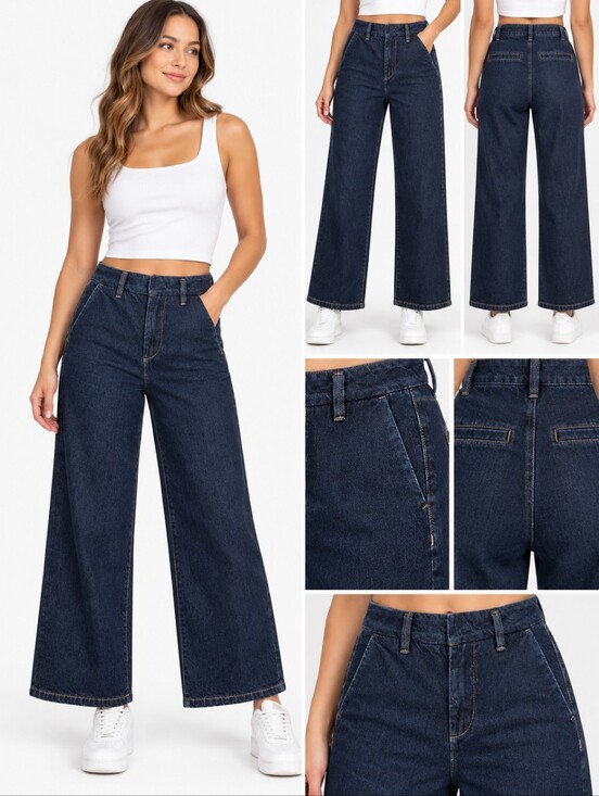 Dynamite Denim - Dynamite Denim Heidi Cropped Wide Leg Jeans Dark Wash Size 25